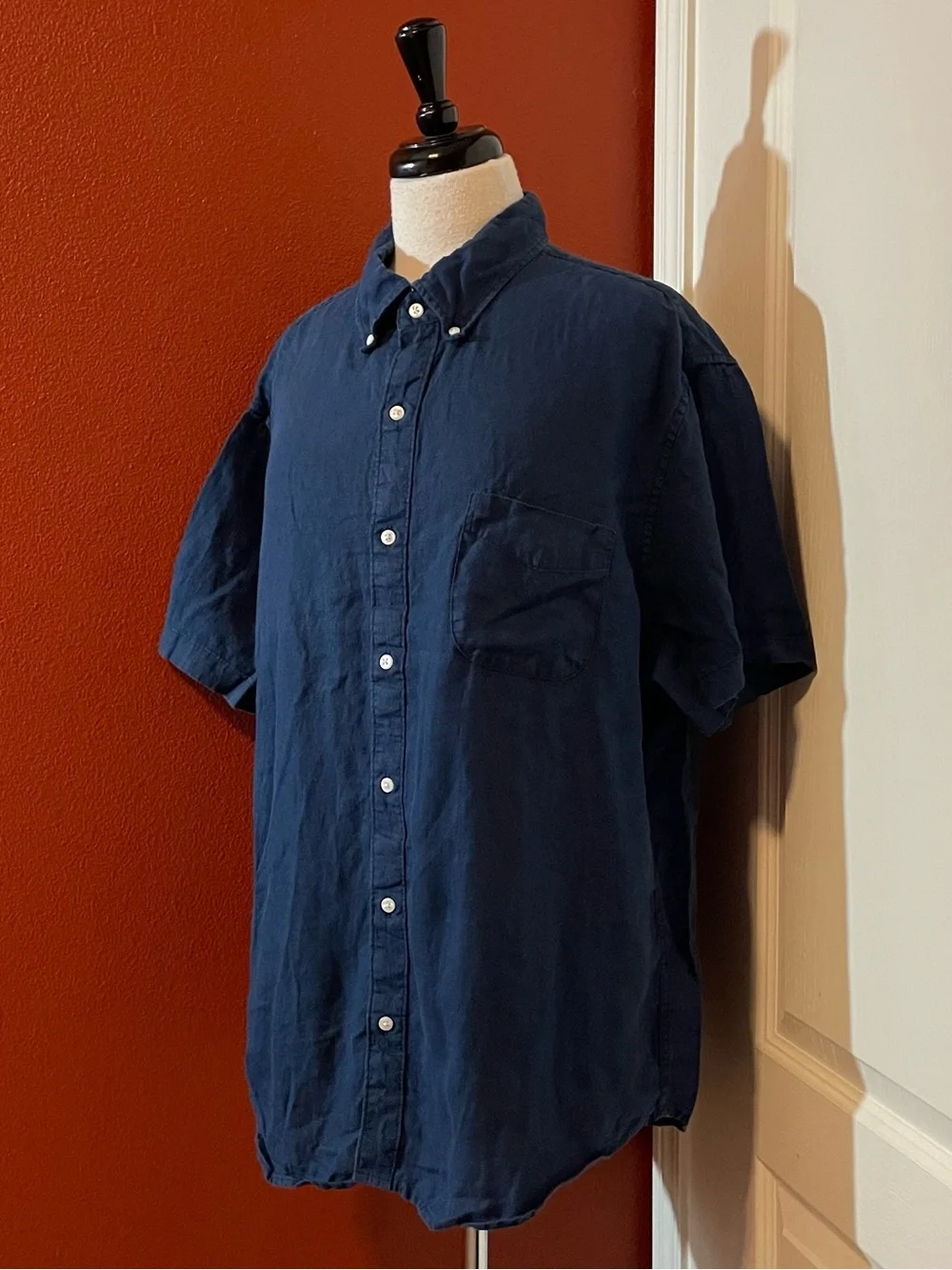 J Crew Men’s Classic Baird McNutt Irish Linen Blue Button Down Long Sleeve Shirt